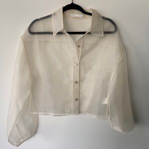 Oak and Fort Sheer Cream Blouse